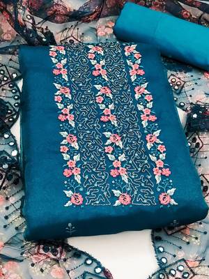 ethnic motifs embroidered sequinned detail unstitched dress material 2