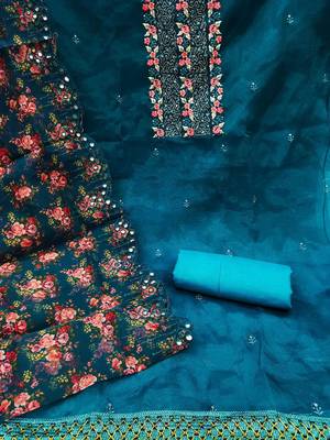 ethnic motifs embroidered sequinned detail unstitched dress material 3