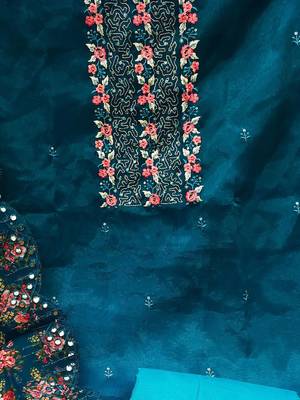 ethnic motifs embroidered sequinned detail unstitched dress material 4