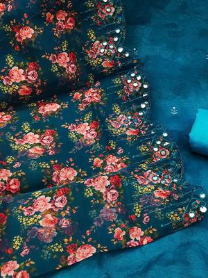 ethnic motifs embroidered sequinned detail unstitched dress material 5