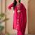 Pink embroidered silk blend kurta trouser dupatta set