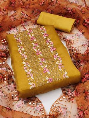 embroidered organza unstitched dress material 1