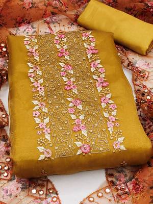 embroidered organza unstitched dress material 2
