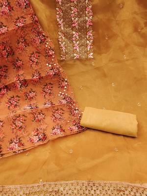 embroidered organza unstitched dress material 3