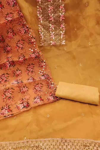embroidered organza unstitched dress material