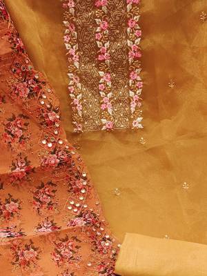 embroidered organza unstitched dress material 4