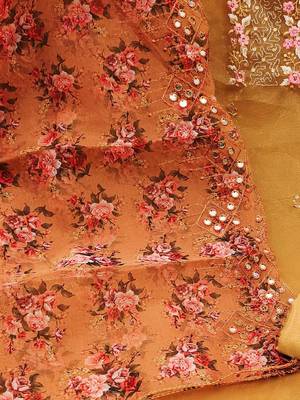 embroidered organza unstitched dress material 5
