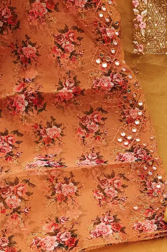 embroidered organza unstitched dress material