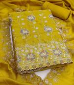 embroidered silk blend unstitched dress material