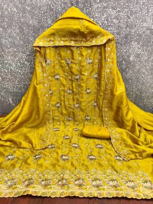 embroidered silk blend unstitched dress material 2