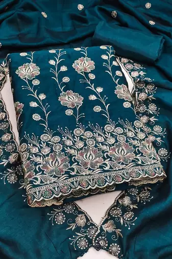 embroidered unstitched dress material