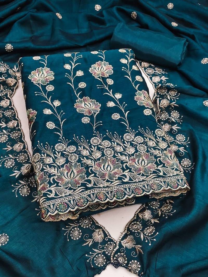 Embroidered Unstitched Dress Material
