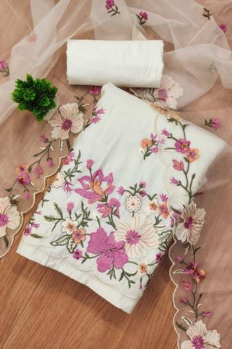 embroidered unstitched dress material