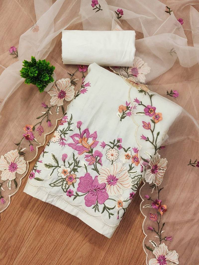 Embroidered Unstitched Dress Material