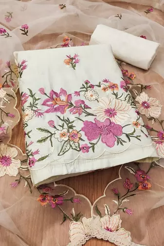 embroidered unstitched dress material