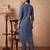 Blue embroidered pure cotton kurta trouser dupatta set