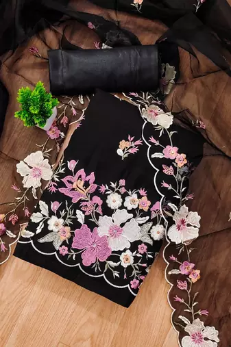 embroidered unstitched dress material