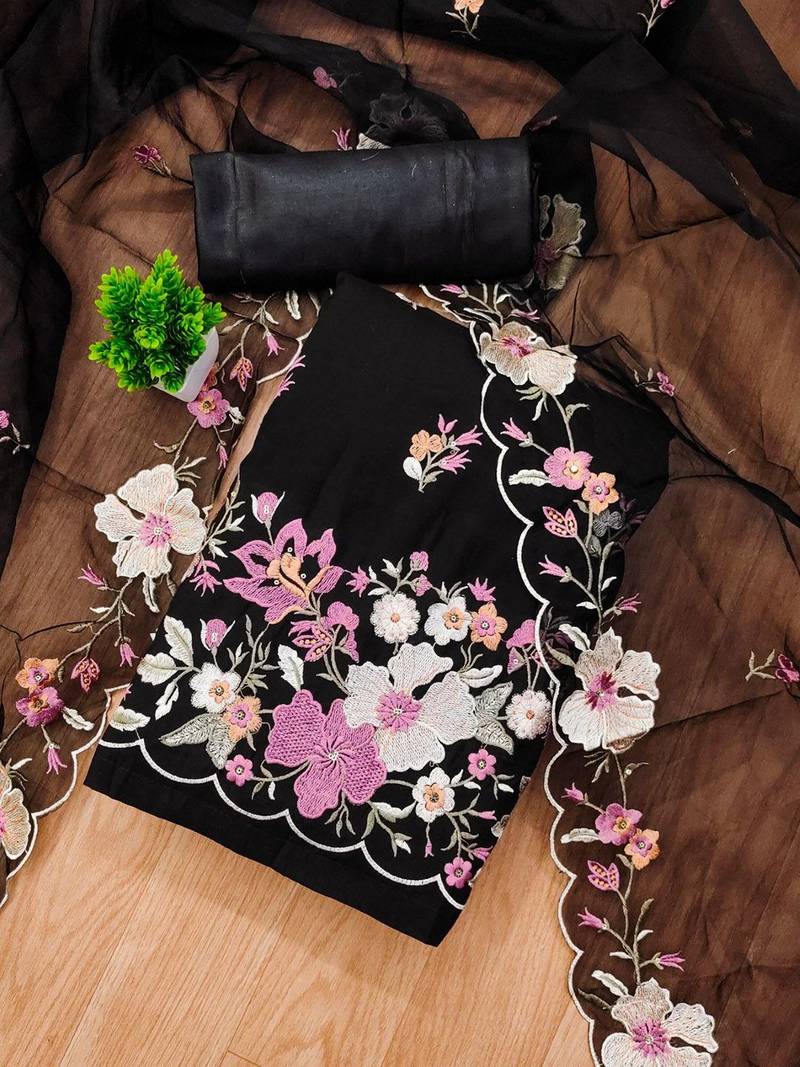 Embroidered Unstitched Dress Material
