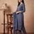 Blue embroidered pure cotton kurta trouser dupatta set