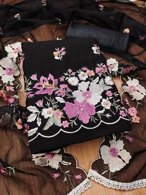 embroidered unstitched dress material 2