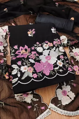 embroidered unstitched dress material