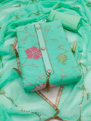 floral embroidered georgette unstitched dress material 1