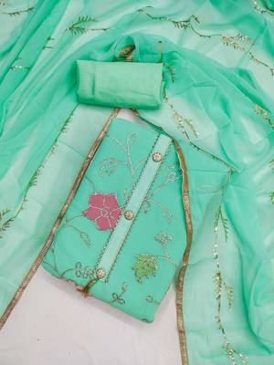 floral embroidered georgette unstitched dress material 2