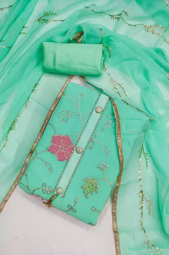 floral embroidered georgette unstitched dress material