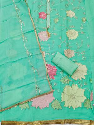 floral embroidered georgette unstitched dress material 4