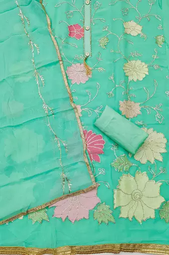 floral embroidered georgette unstitched dress material