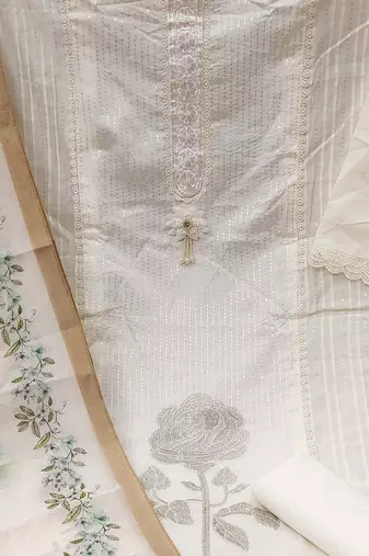 embroidered semi-stitched dress material