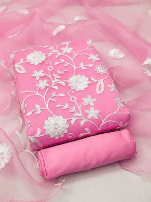 embroidered organza unstitched dress material 3