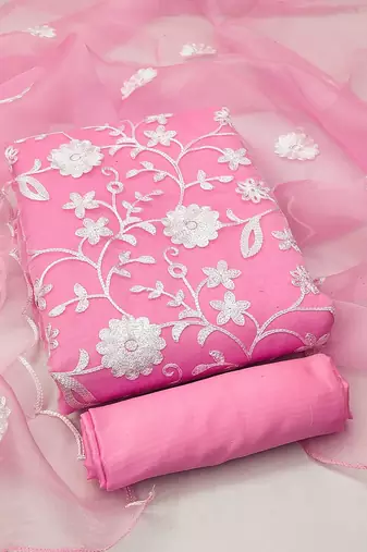 embroidered organza unstitched dress material