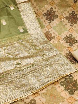 ethnic motif printed beads and stones unstitched dress material 5