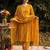 Mustard printed linen kurta trouser dupatta set