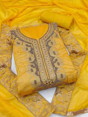 ethnic embroidered unstitched dress material 1