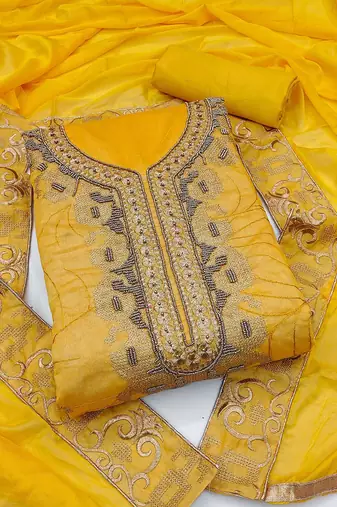 ethnic embroidered unstitched dress material