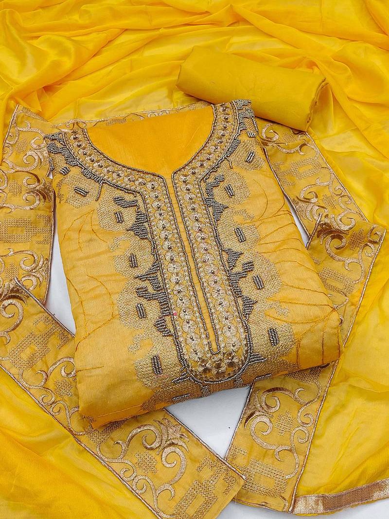 Ethnic Embroidered Unstitched Dress Material