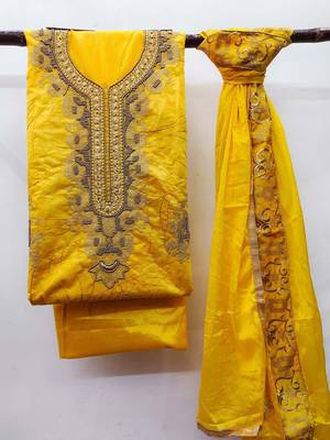ethnic embroidered unstitched dress material 5