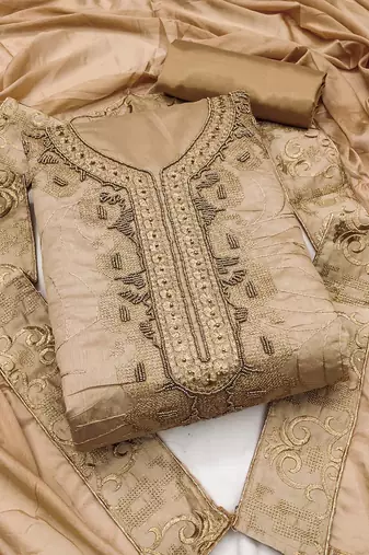 embroidered beads & stones unstitched dress material