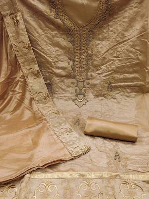 embroidered beads & stones unstitched dress material 2