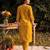 Mustard printed linen kurta trouser dupatta set