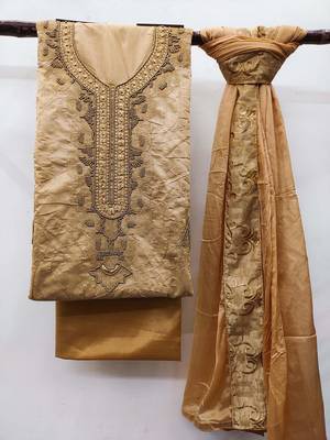 embroidered beads & stones unstitched dress material 5