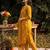 Mustard printed linen kurta trouser dupatta set