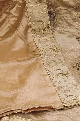 ethnic motif embroidered unstitched dress material with beads & stones