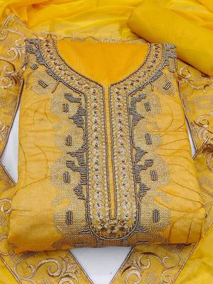 embroidered beads & stones unstitched dress material 2