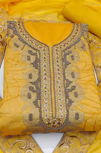 embroidered beads & stones unstitched dress material
