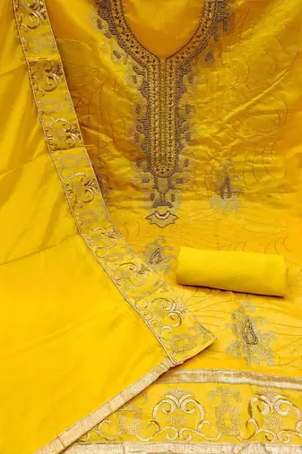 embroidered beads & stones unstitched dress material