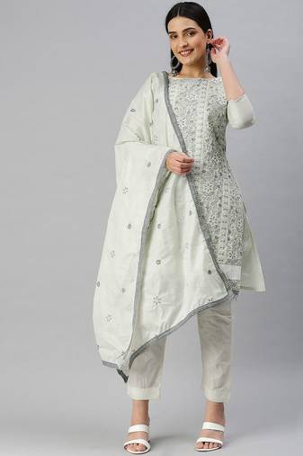 embroidered cotton unstitched dress material