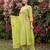 Green embroidered pure cotton kurta trouser dupatta set